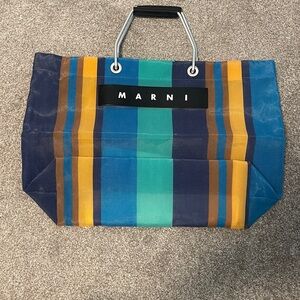 Marni Blue and Yellow Striped Tote Bag